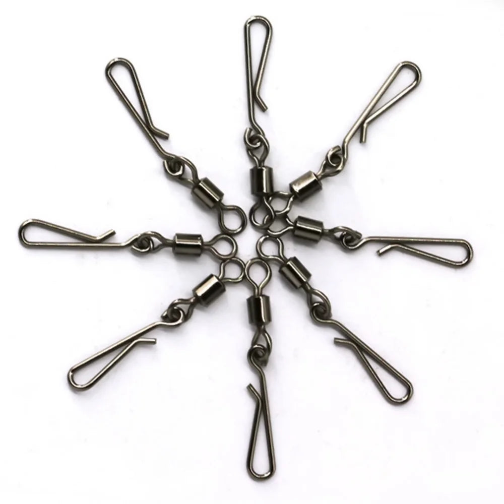 50-Piece Stainless Steel Fishing Rolling Swivels with Hook Fishing Swivels Axl