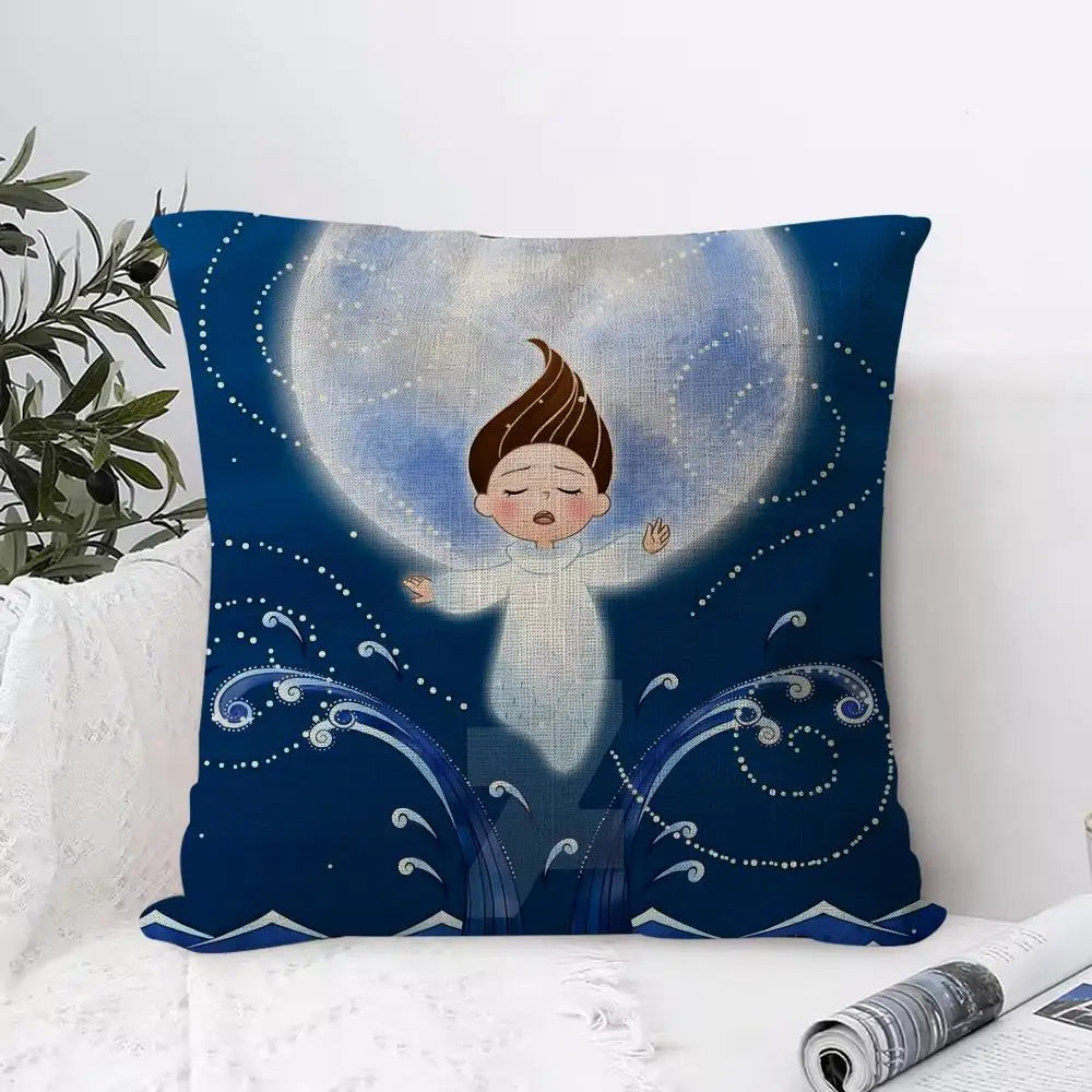 Song of the Sea Linen Cushion Cover | Hidden Zipper Pillowcase Decorative Cushion Cover Axl White3 30X30cm