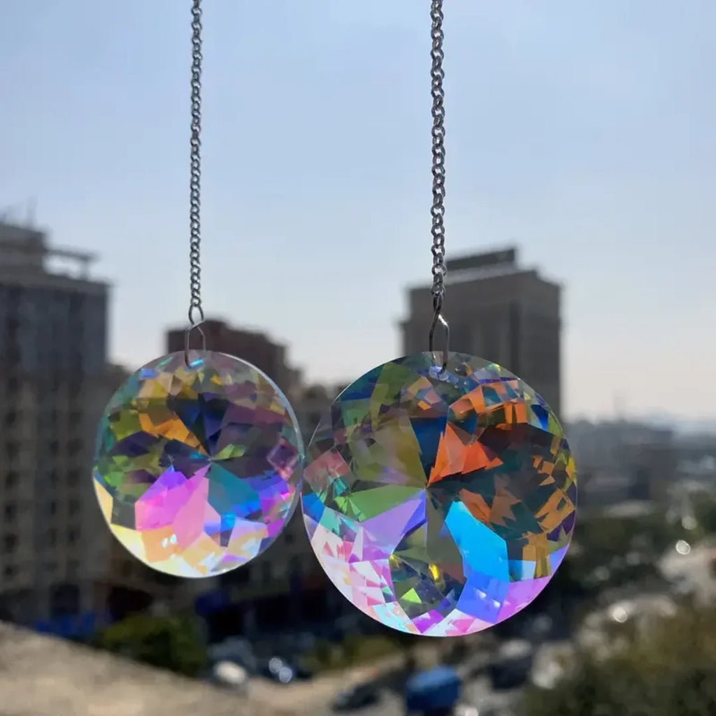 Round Crystal Sun Catchers – Glass Prism Rainbow Maker 2 Pack Window Sun Catcher Axl