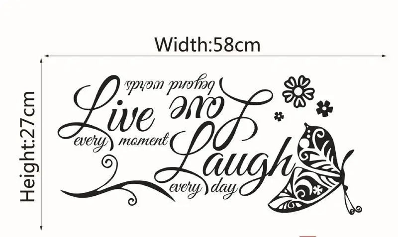Live Laugh Love Butterfly Wall Decal – Vinyl Quote Sticker Vinyl Wall Decal Axl