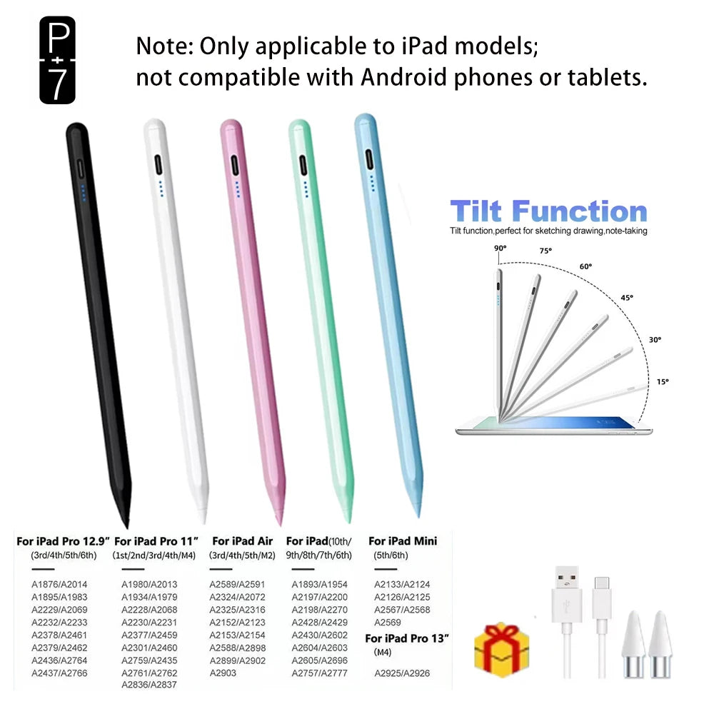 P+7 iPad Stylus Pen – Tilt, Palm Rejection, Magnetic iPad Stylus Pen Axl