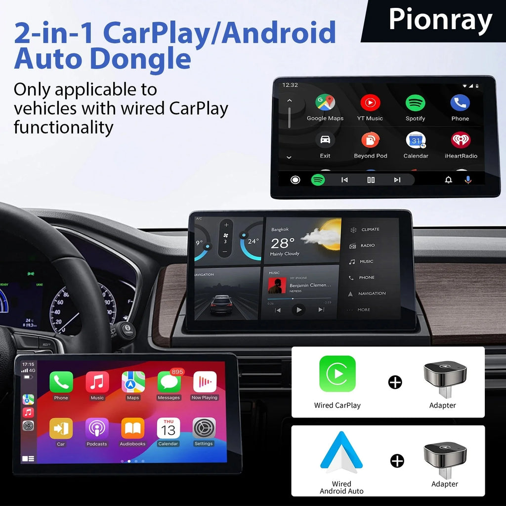 2-in-1 Wireless CarPlay & Android Auto Adapter | 5GHz USB CarPlay Wireless Adapter Axl
