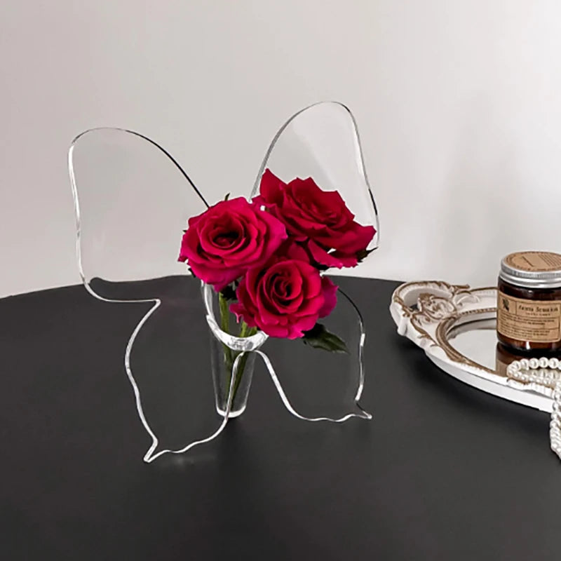 Clear Acrylic Butterfly Vase – 3D Flower Arrangement Home Decor Decorative Vase Axl