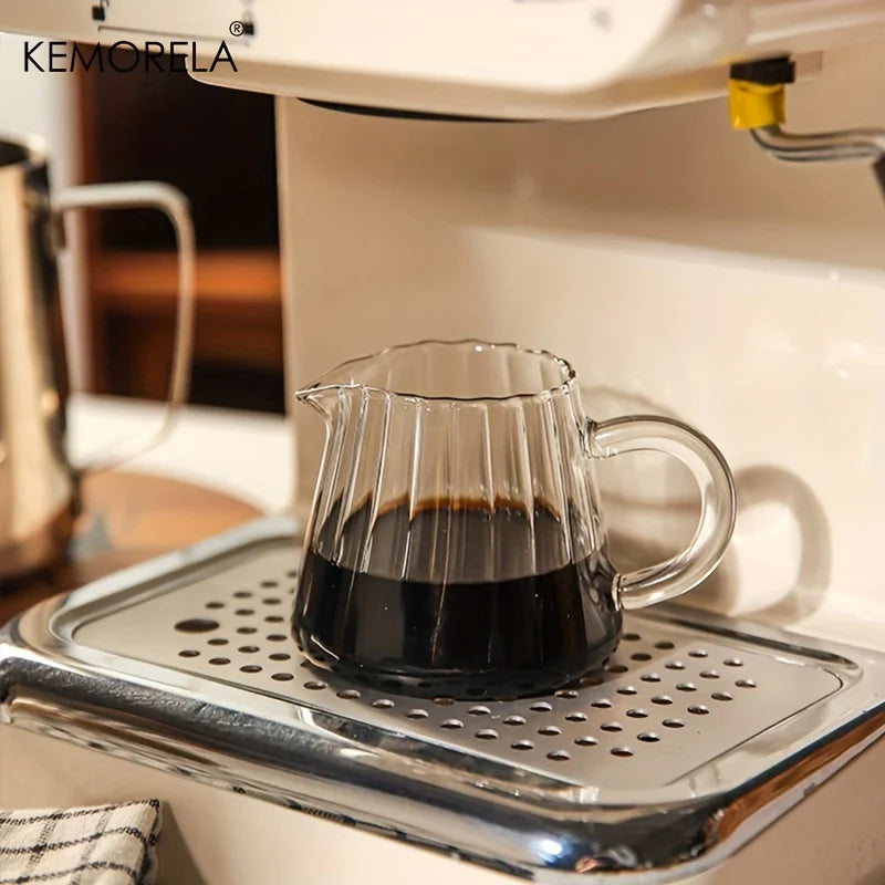 KEMORELA Retro Striped Glass Coffee Measuring Cup & Creamer Jar Glass Coffee Cup Axl