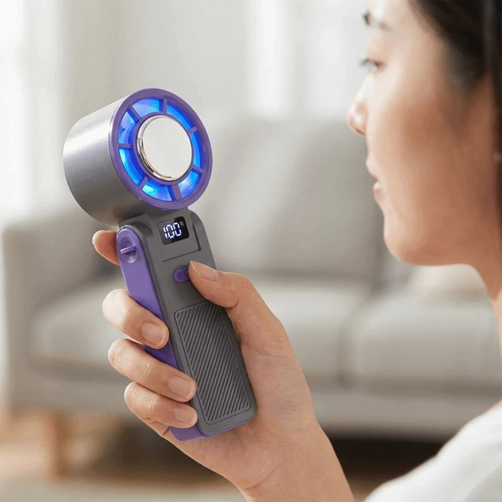 Portable Handheld Mini Fan – 199 Speeds, LED Display, 3600mAh Handheld Mini Fan Axl