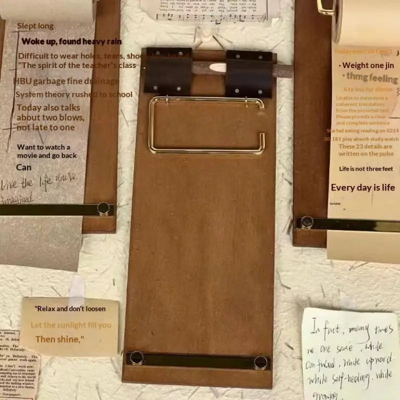Vintage Wooden Clipboard & Kraft Paper Roll Notebook Set Clipboard Notebook Set Axl A1