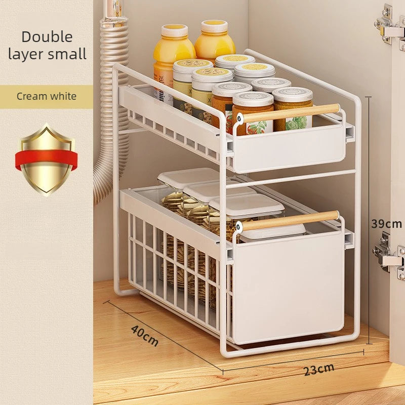 Multifunctional Kitchen Storage Rack – Large Capacity Organizer Kitchen Storage Rack Axl Off-white Small