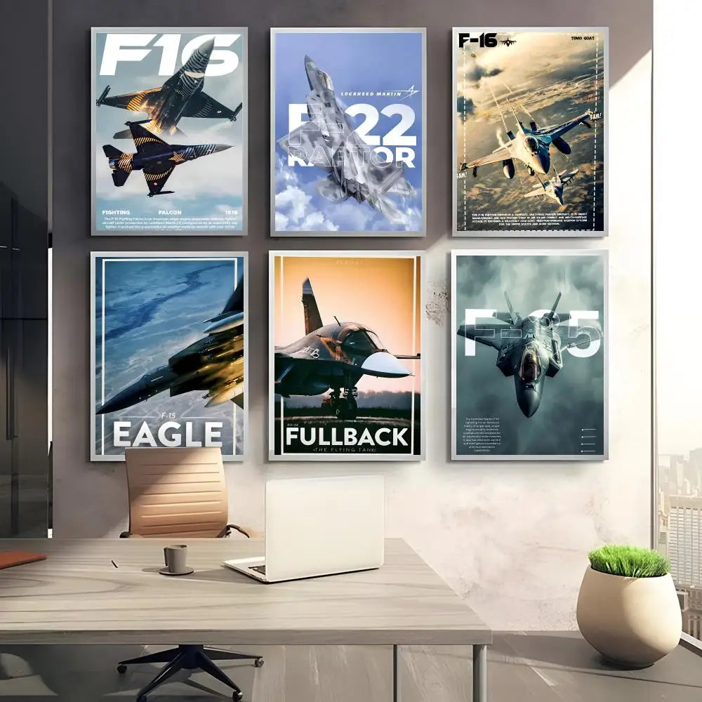 F-16 F-22 F-35 Fighter Jet Wall Poster Sticker | HD Art Decor Wall Art Sticker Axl
