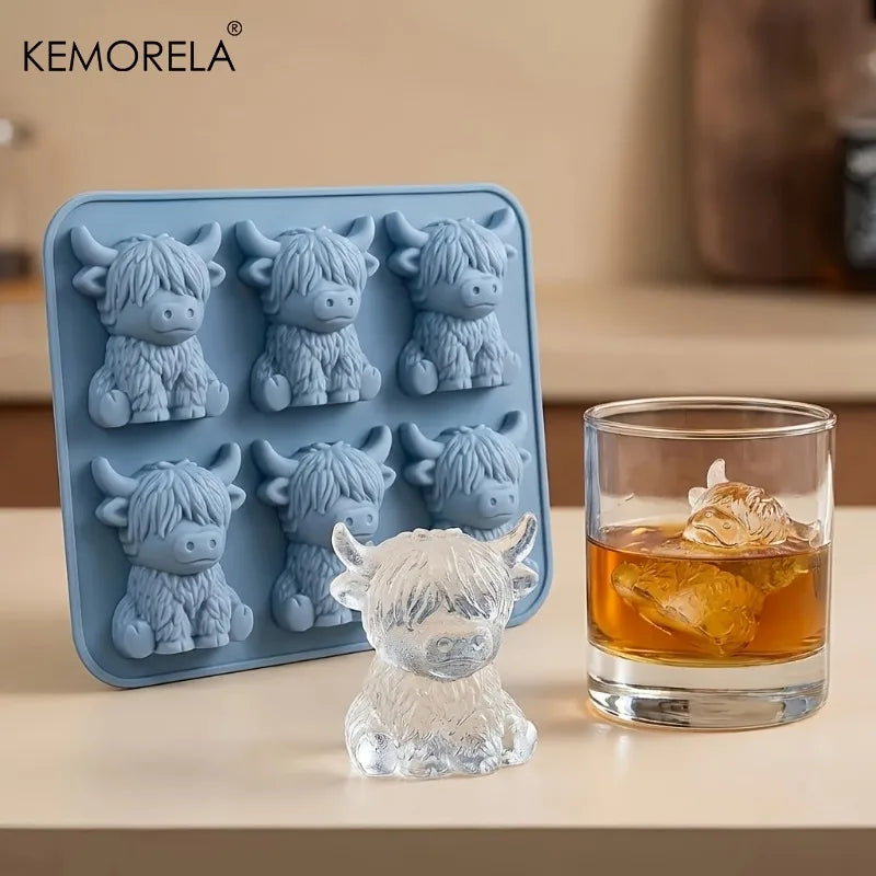 Highland Cow Silicone Ice Mold – 3D Cute Ice Cube Tray Silicone Ice Mold Axl