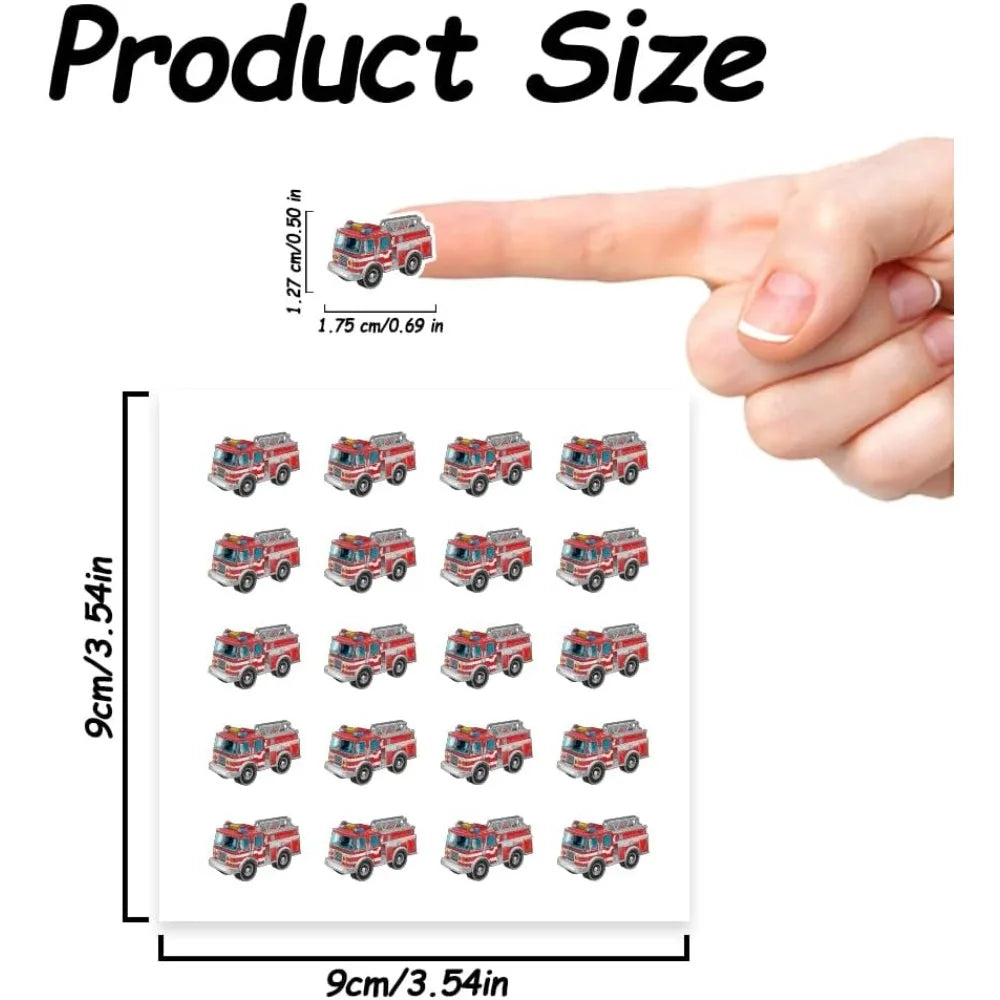 Fire Truck Stickers 400 Pcs – Self-Adhesive 20 Patterns Decorative Sticker Pack Axl