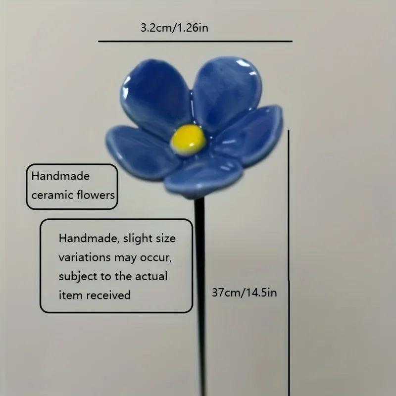 5-Pack Blue Ceramic Forget-Me-Not Artificial Flowers – Fade-Resistant Artificial Flowers Axl