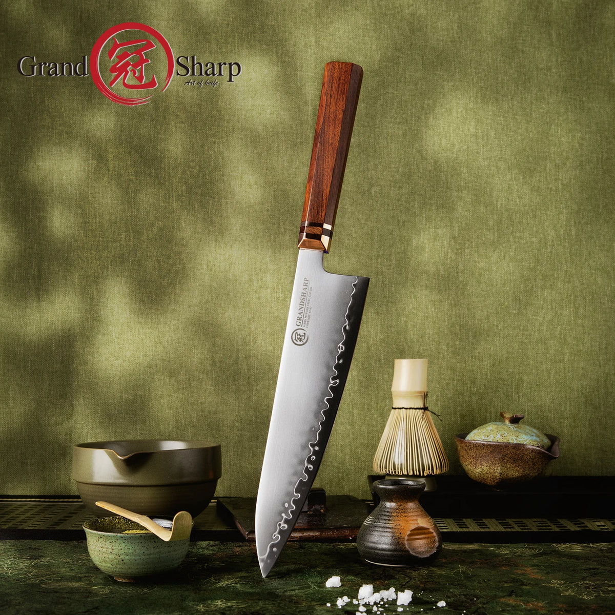 Grandsharp 8.5" Chef Knife ZDP-189 Steel & Mkuruti Wood Handle Chef's Knife Axl