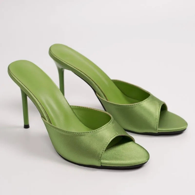 Women's Roman High Heel Sandals – Open Toe Slip-On Slides High Heel Sandals Axl 35 green