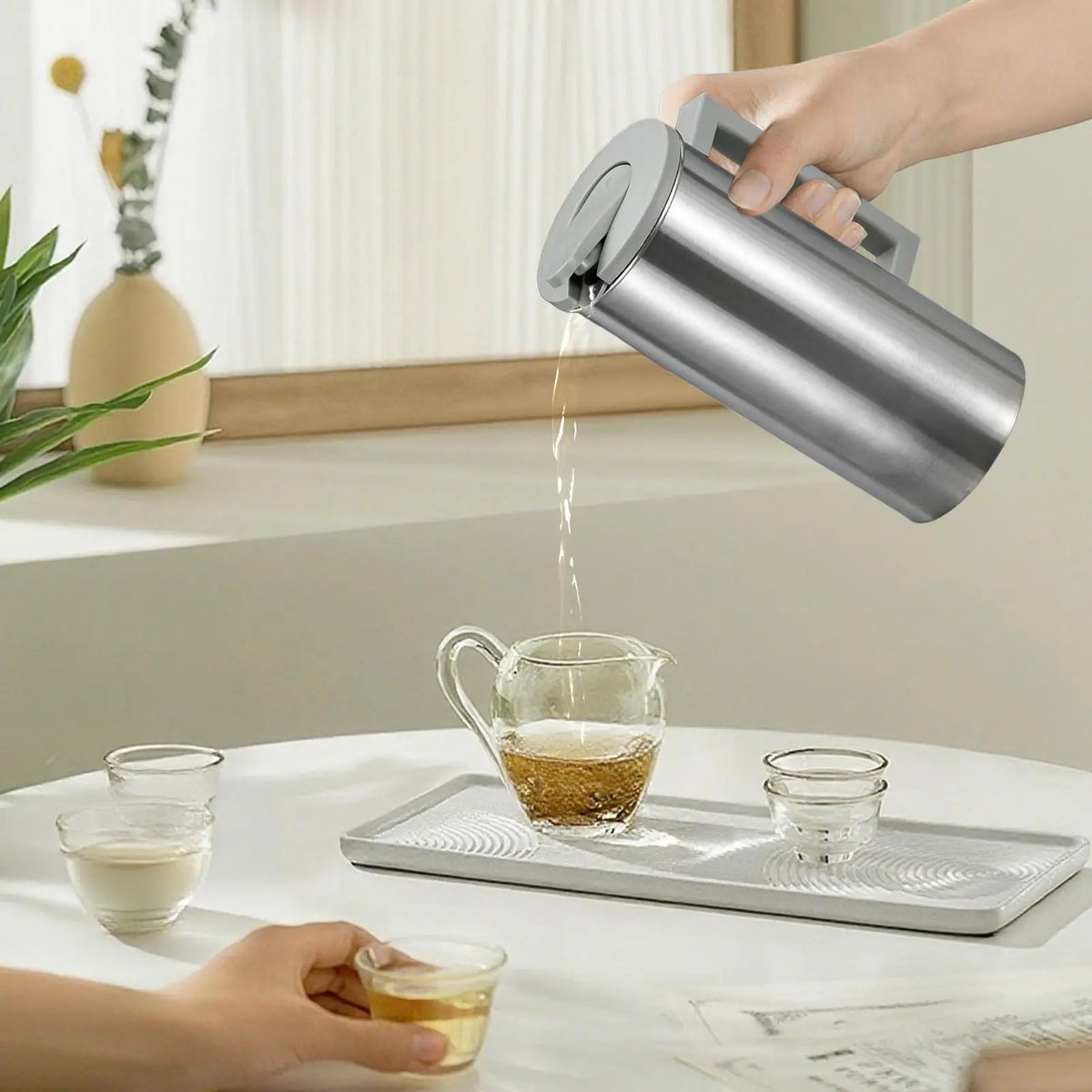 Stainless Steel Pitcher – Large Capacity Hot & Cold Drink Jug Beverage Pitcher Axl