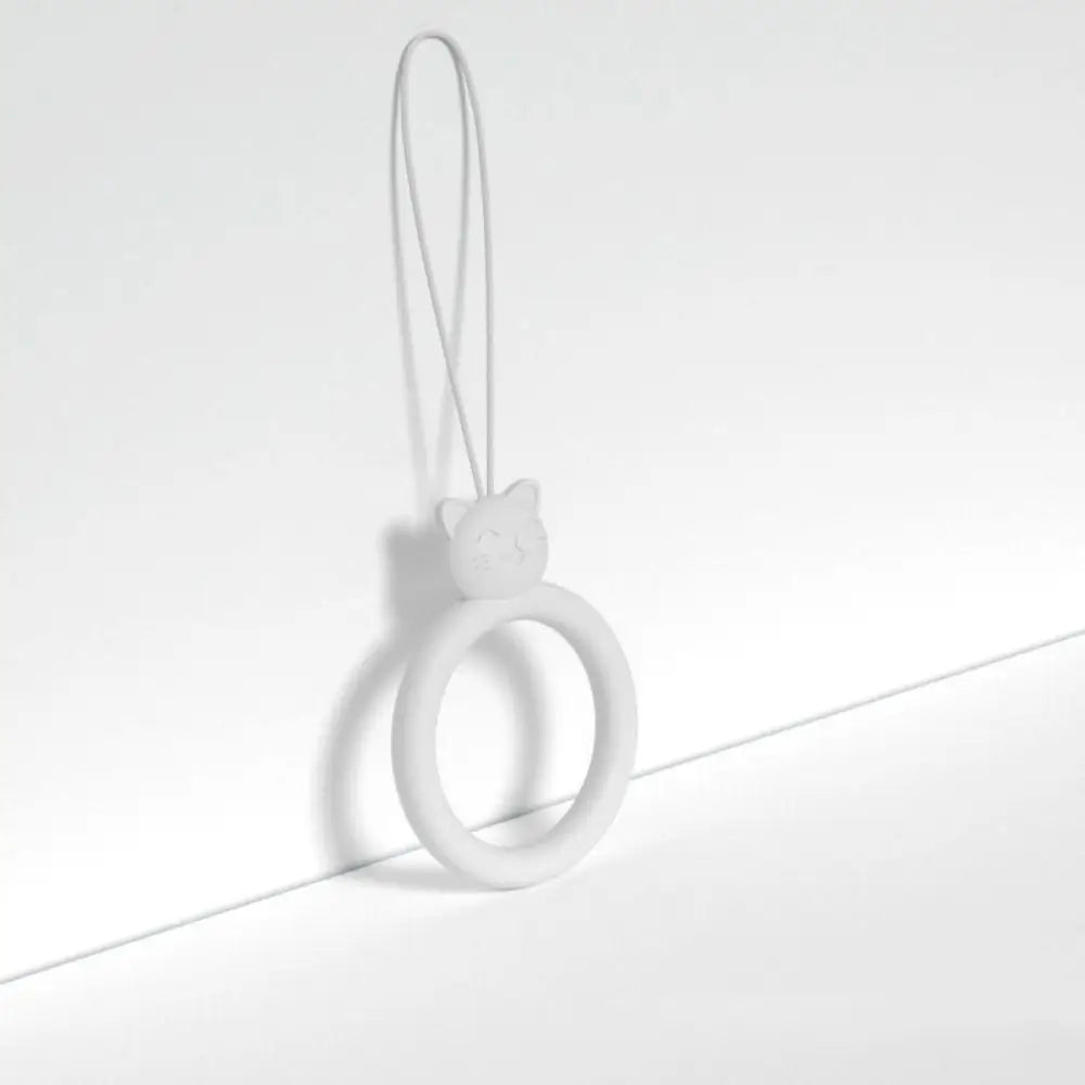 Cute Cat Silicone Finger Ring Lanyard – Anti-Lost Phone Pendant Phone Ring Lanyard Axl white