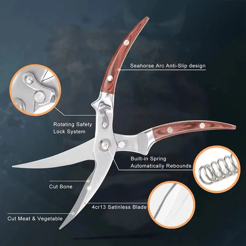 Heavy-Duty Poultry Shears – Kitchen Bone Cutting Scissors Poultry Shears Axl