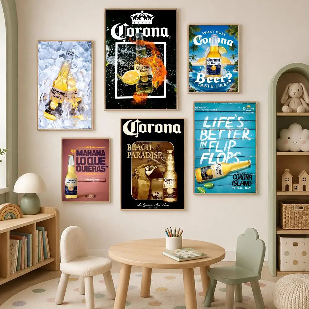 Corona Extra Beer Self-Stick Wall Art Poster – Waterproof HD Wall Art Poster Axl