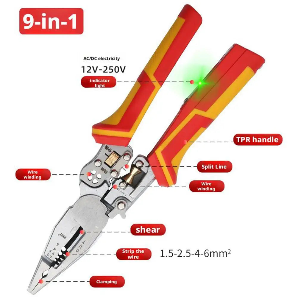KITPIPI 8-in-1 Wire Stripper Crimping Cutting Plier Tool Wire Stripper Plier Axl 9 in 1