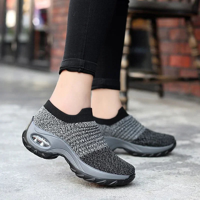 Women's Platform Knit Sneakers – Breathable Walking Shoes Platform Knit Sneakers Axl
