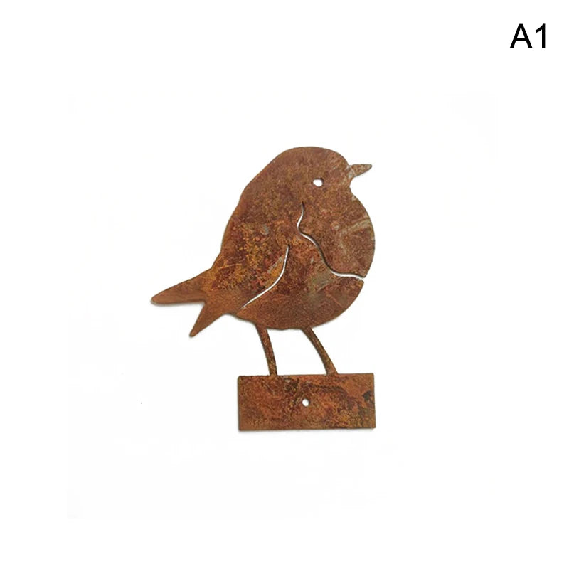 Rustic Iron Metal Bird Statue | Outdoor Garden Sculpture Decor Garden Bird Sculpture Axl A1