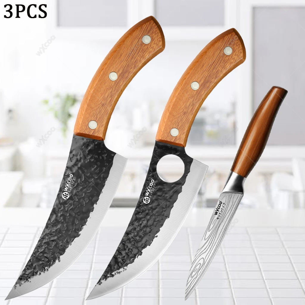 WXCOO Hand Forged Boning Knife – Stainless Steel Chef Knife Kitchen Boning Knife Axl 3PCS