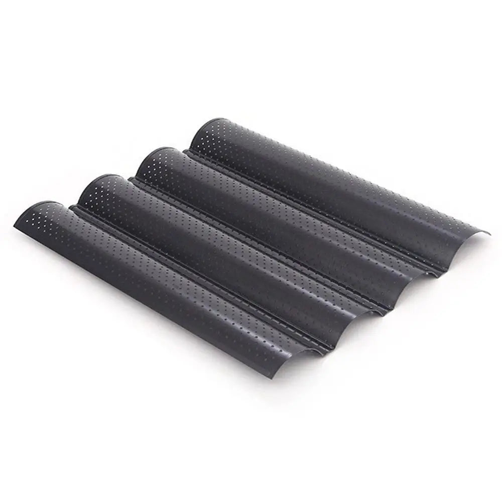 Nonstick Baguette Pan – 2 or 4 Groove French Bread Baking Mold Baguette Baking Pan Axl Black-4 Grooves