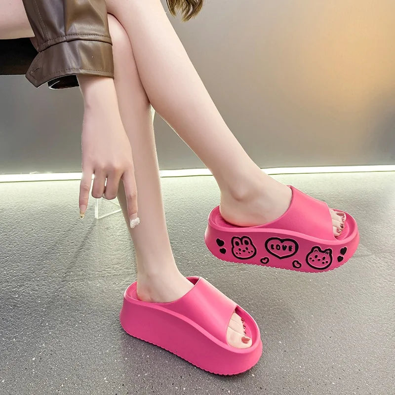 Women's EVA Wedge Platform Slides | Non-Slip Beach Sandals Wedge Platform Slides Axl Rosy Red 40-41