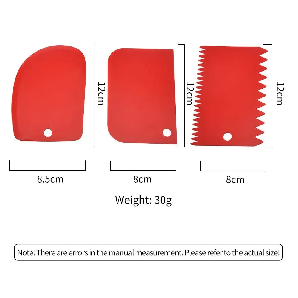 3-Piece Plastic Dough Scraper Set – Baking & Cake Decorating Baking Scraper Set Axl