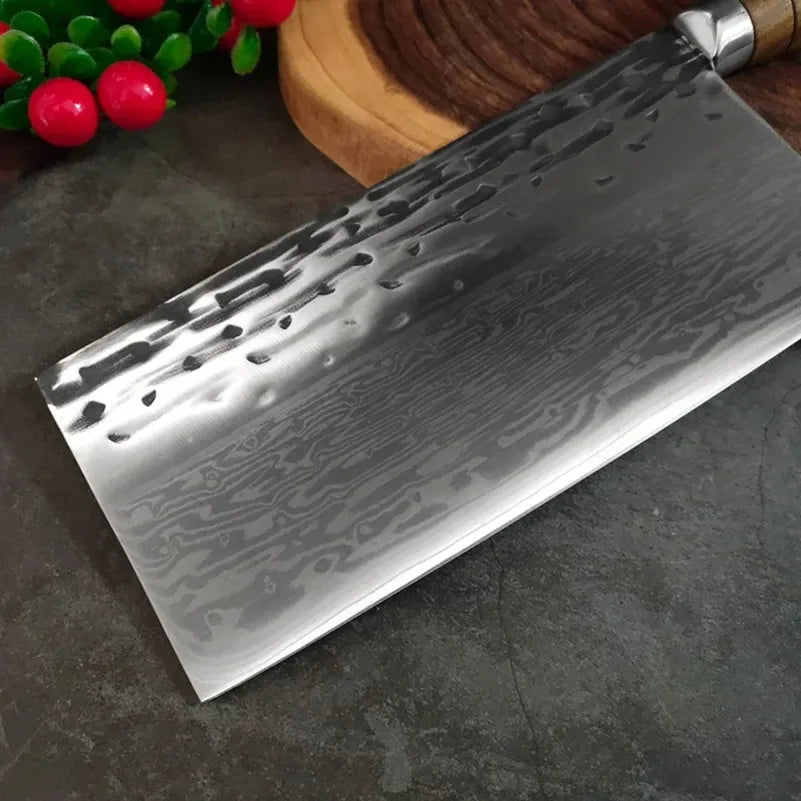 Damascus Steel Chinese Cleaver – Handmade Chef Knife Damascus Cleaver Knife Axl