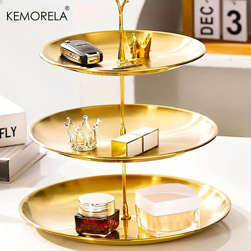 KEMORELA 2/3 Tier Stainless Steel Cake Stand – Gold & Silver Tiered Cake Stand Axl
