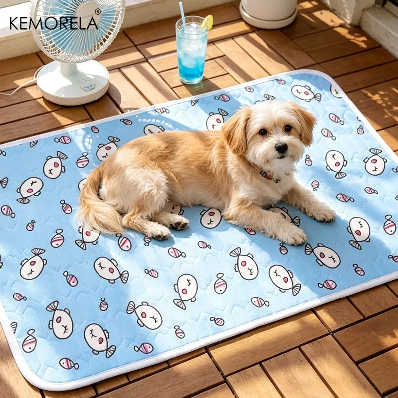 KEMORELA Cooling Pet Mat – Ice Silk Cat & Dog Summer Sleep Pad Pet Cooling Mat Axl