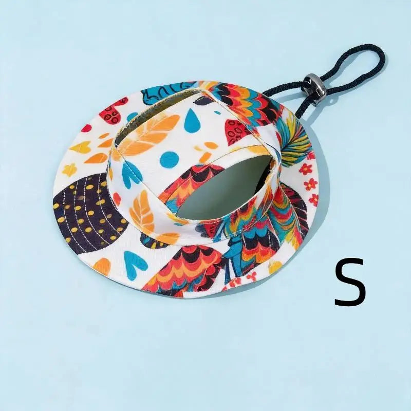 Pet Cowboy Hat with Ear Holes | Sun Hat for Cats & Small Dogs Pet Hat Accessory Axl multicolor S