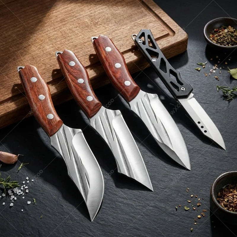 WXCOO Forged Kitchen Knife Set – Cleaver, Boning & Chef Knives Kitchen Knife Set Axl