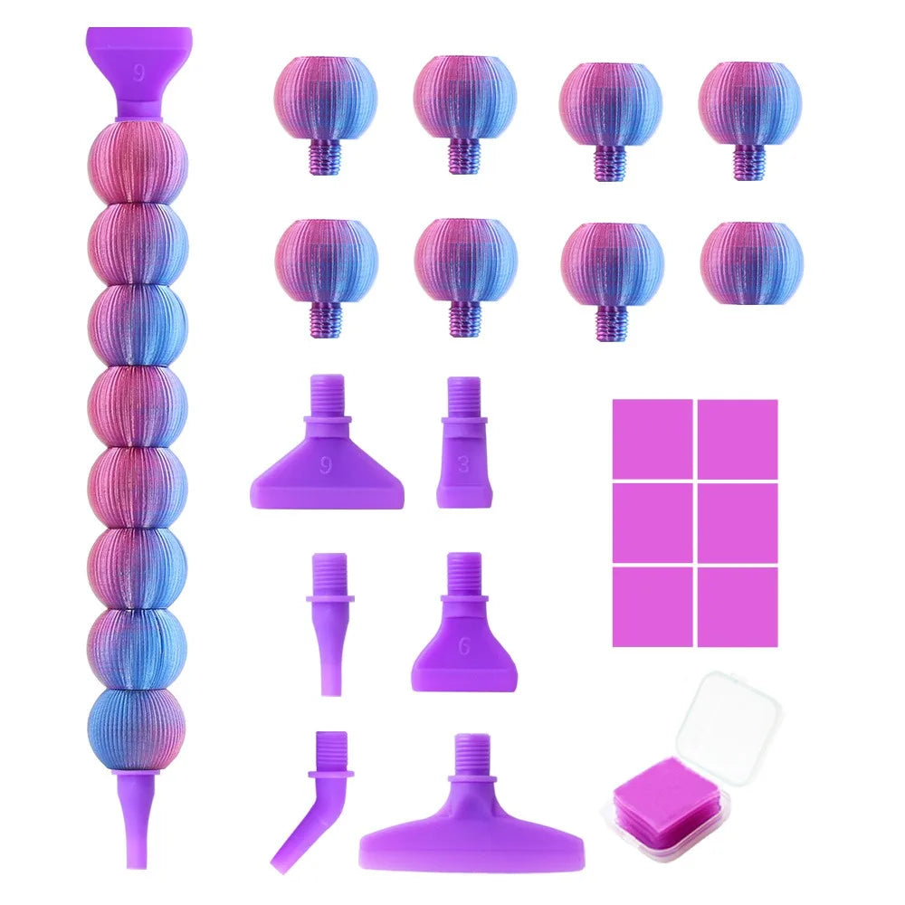 5D Diamond Painting Pen Kit – 12 Replacement Tips & Clay Diamond Painting Tool Axl Blue purple-6Tips