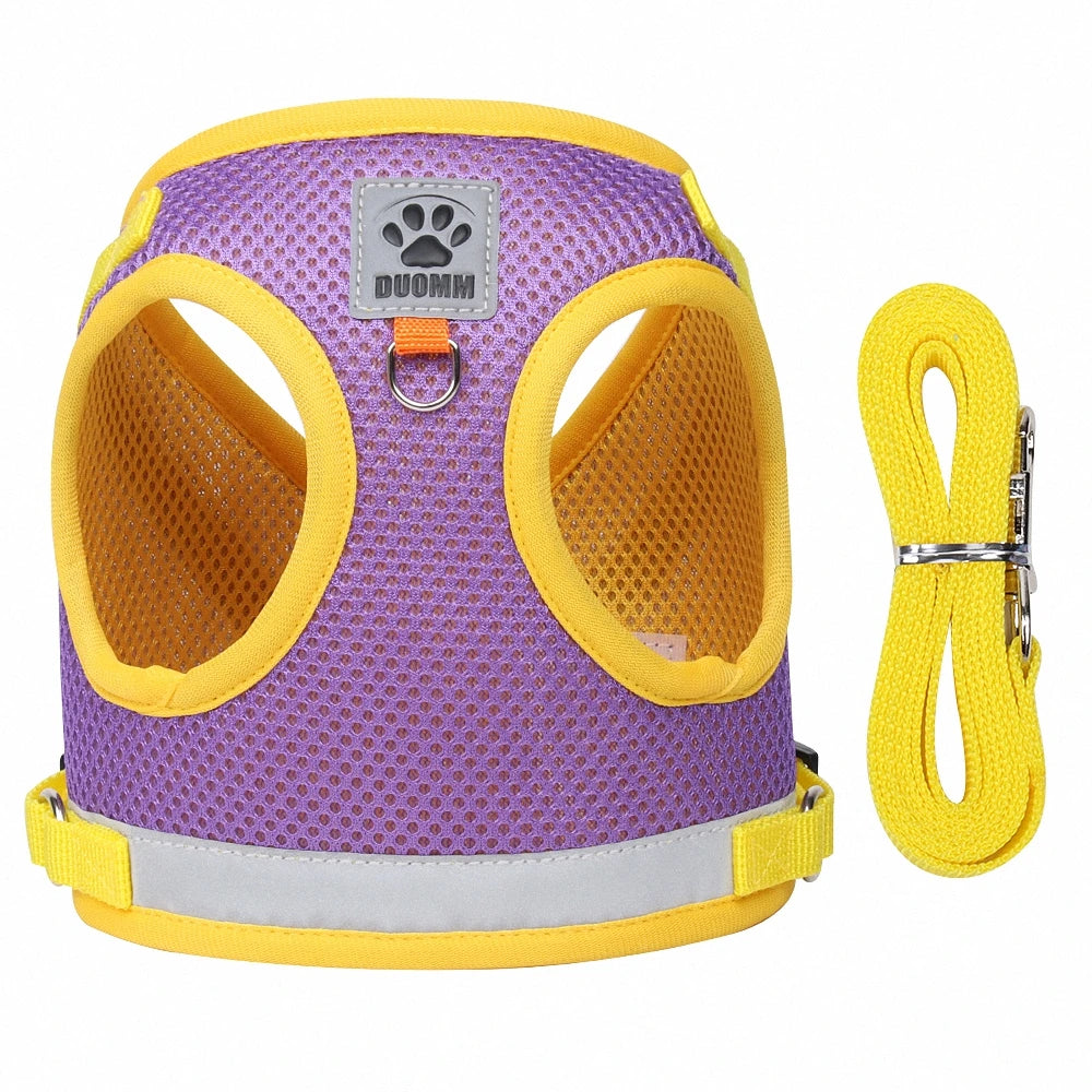 Vest Style Pet Harness & Leash Set – Reflective Mesh, Escape-Proof Pet Harness Set Axl Purple L