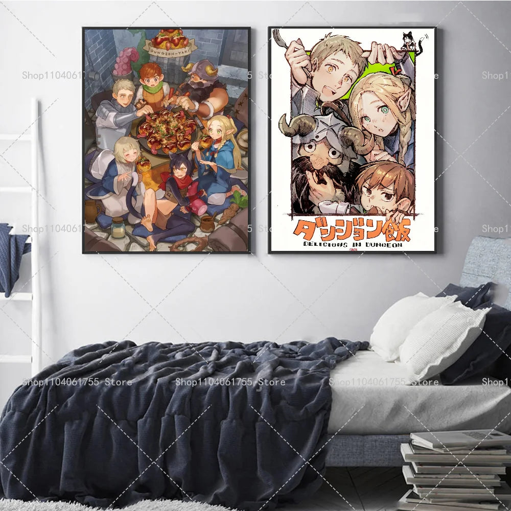 Anime Dungeon Meshi Wall Poster – Waterproof Self-Adhesive Sticker Anime Wall Poster Axl