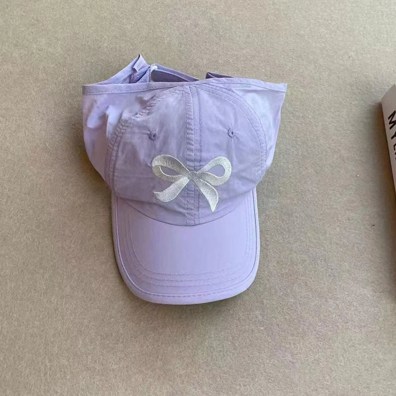 Kids Summer Sun Visor Cap – Bow Ponytail Baseball Hat Ages 2–8 Kids Sun Visor Cap Axl Purple