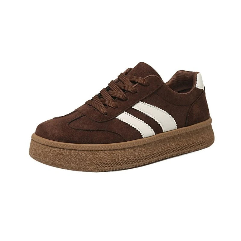Women's Suede Platform Sneakers – Non-Slip Lace-Up Casual Shoes Platform Sneakers Axl 36 Brown
