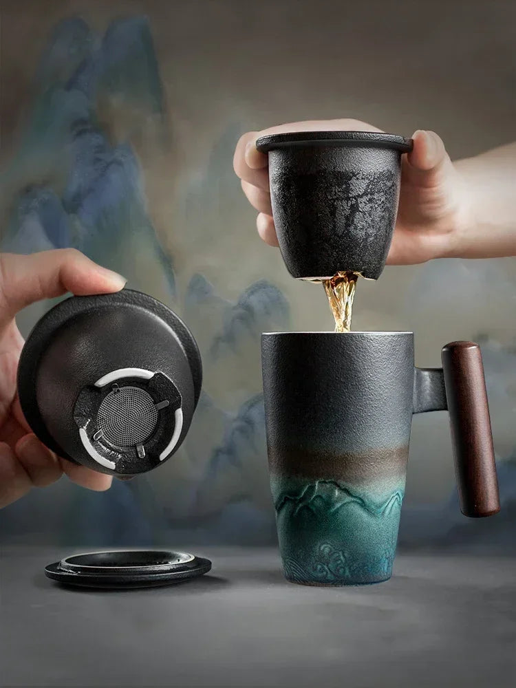 Handmade Ceramic Tea & Coffee Mug – Chinese Pottery Style Ceramic Tea Mug Axl