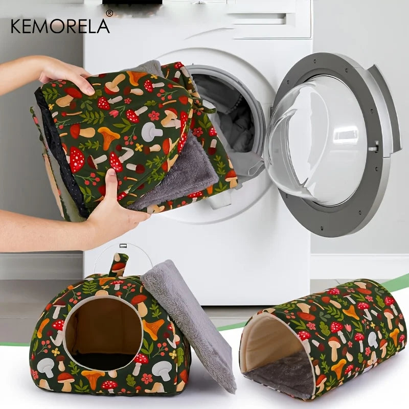 KEMORELA 2PCS Hamster House Warm Mat & Small Animal Bed Small Animal Bed Axl