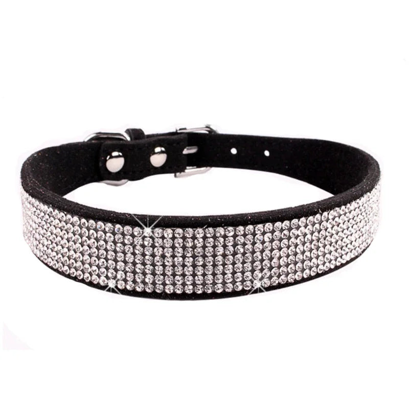 Rhinestone Crystal Dog Collar – Bling Pet Collar for Small Dogs Rhinestone Pet Collar Axl black L