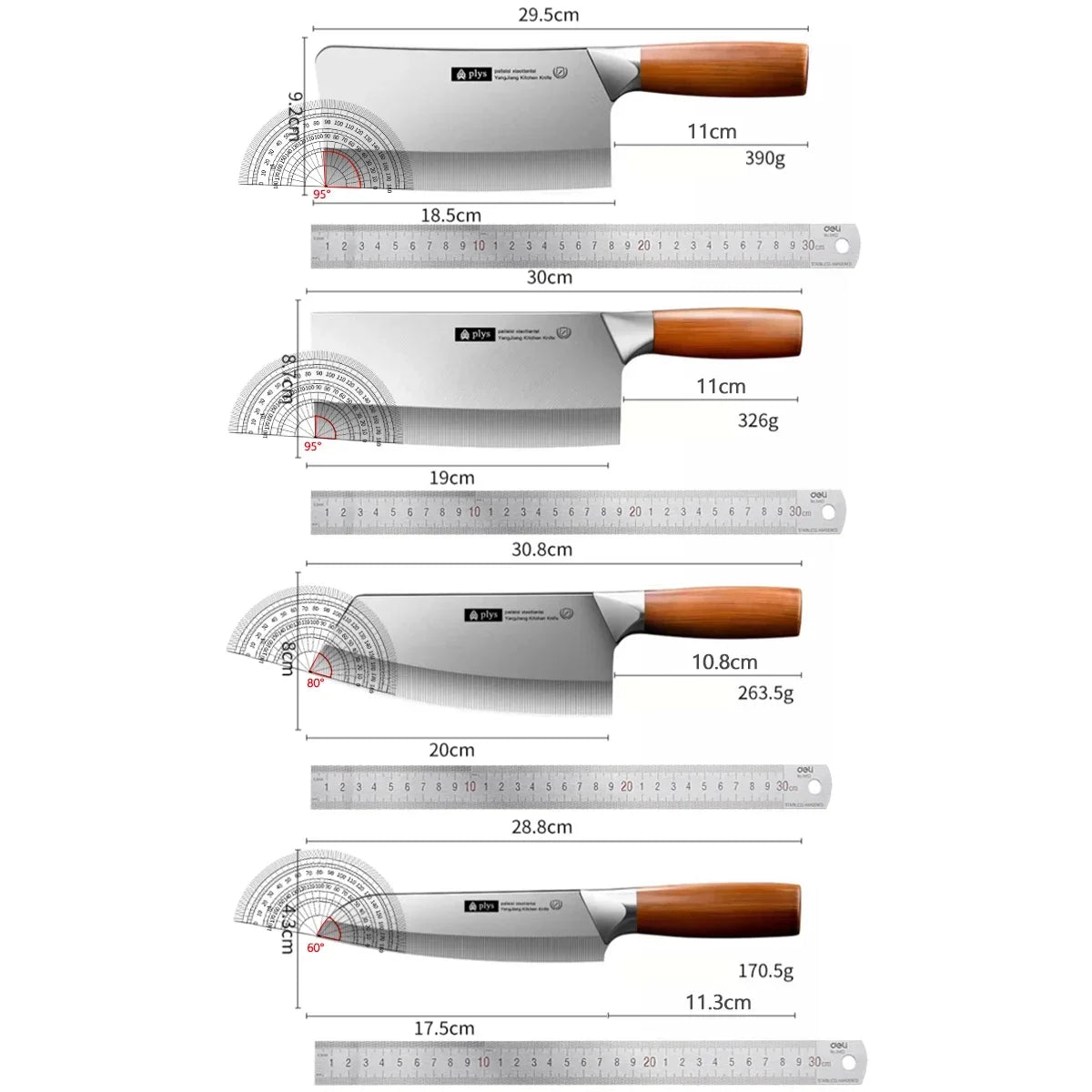 PLYS Kitchen Knife Set – Stainless Steel Chef & Cleaver Knives Kitchen Knife Set Axl