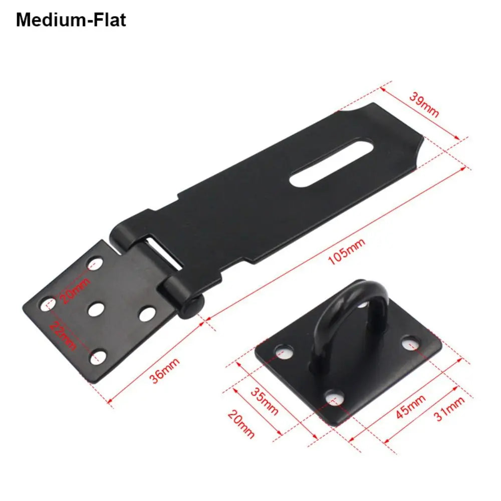 Stainless Steel Padlock Hasp – 90° Right Angle Shed Door Latch Door Security Hasp Axl M-Flat Black