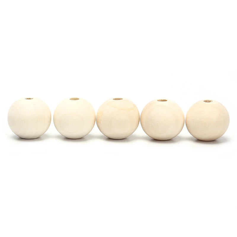 Natural Round Wooden Ball Beads – DIY Jewelry & Craft Making Wooden Craft Beads Axl