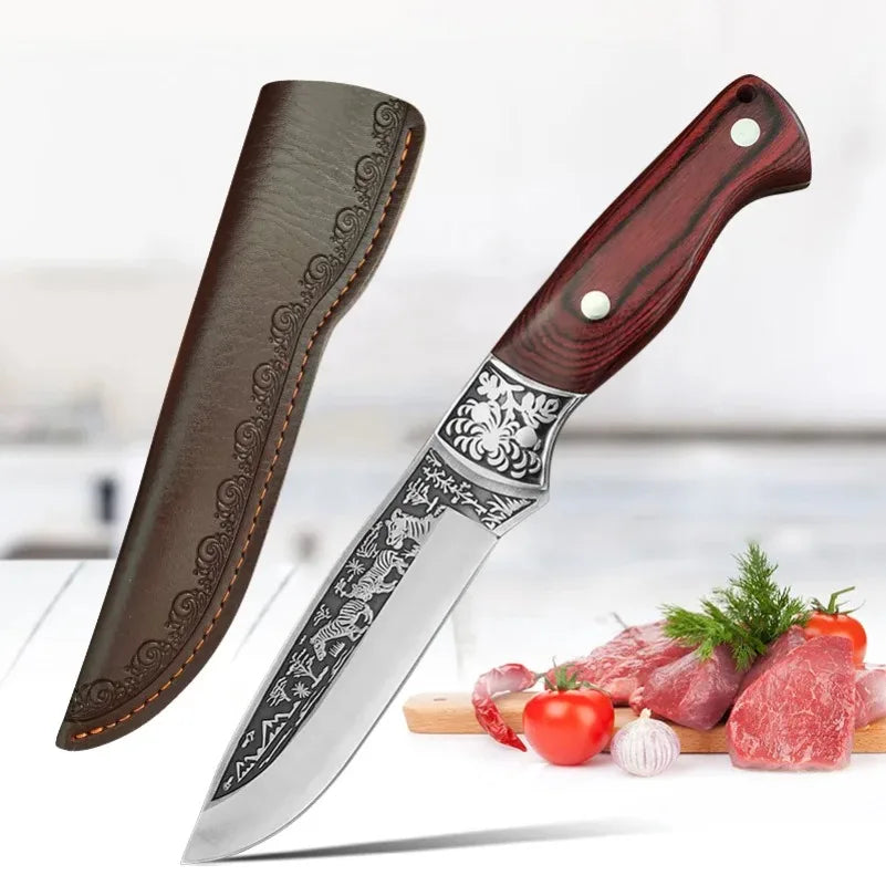 InLeung Handmade Boning Cleaver Knife – Wood Handle Chef Blade Cleaver Boning Knife Axl