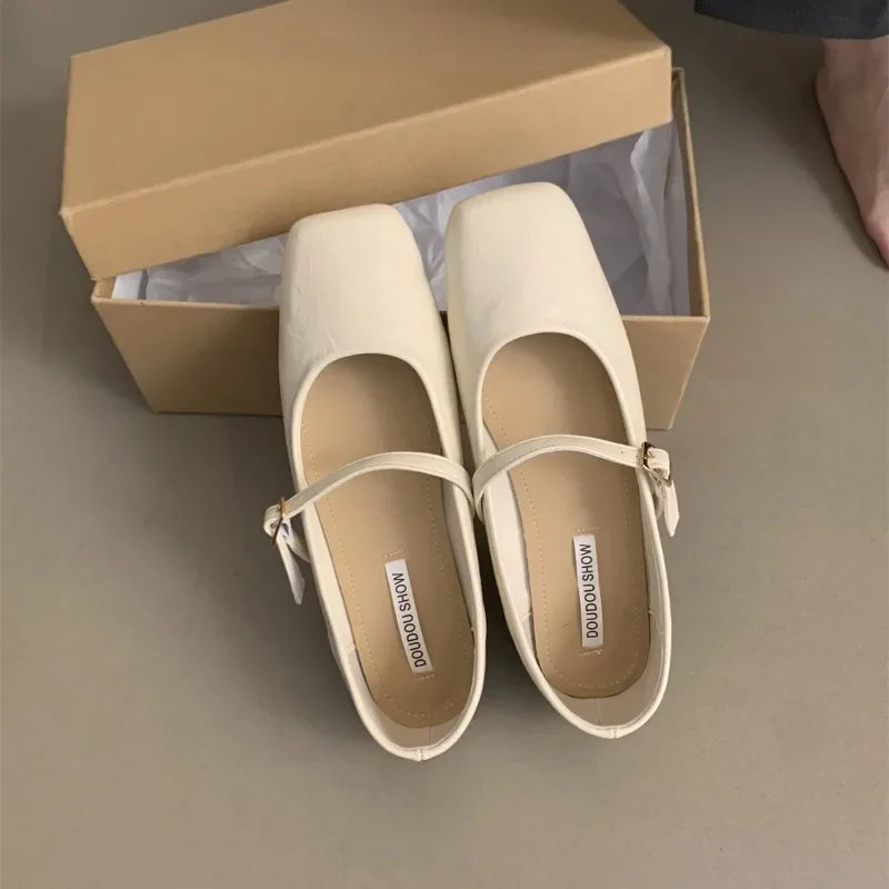 Women's Square Toe Mary Jane Flats – Party & Wedding Shoes Mary Jane Flats Axl 35 Beige