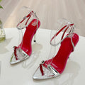 Women's Gold Silver Ankle Strap Pointed Toe High Heel Sandals High Heel Sandals Axl silver 40
