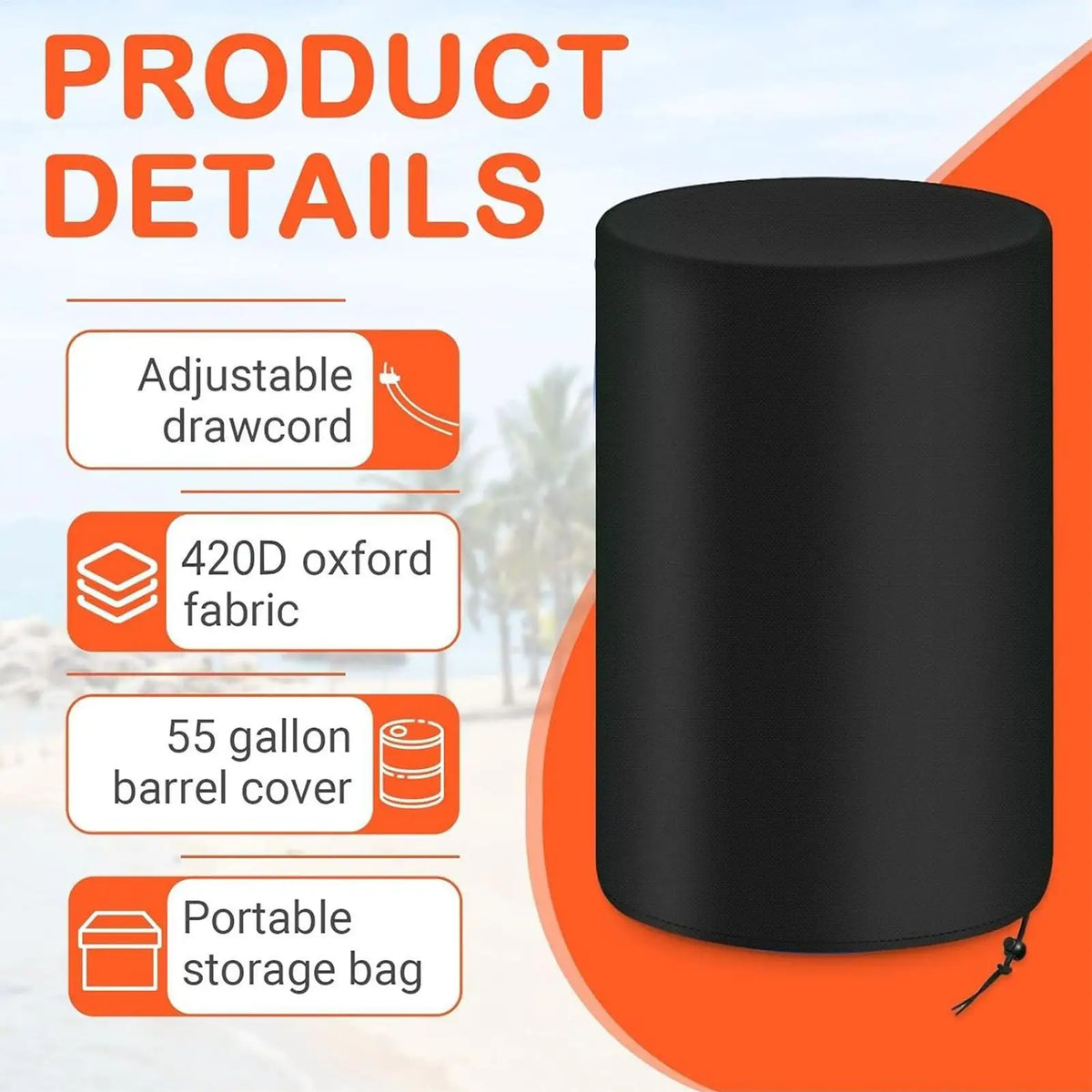55 Gallon Drum Cover – Waterproof, UV & Dustproof Barrel Cover Outdoor Barrel Cover Axl