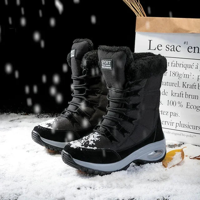 Women's Waterproof Platform Snow Boots – Warm Fur Ankle Boot Women's Snow Boots Axl Black 36
