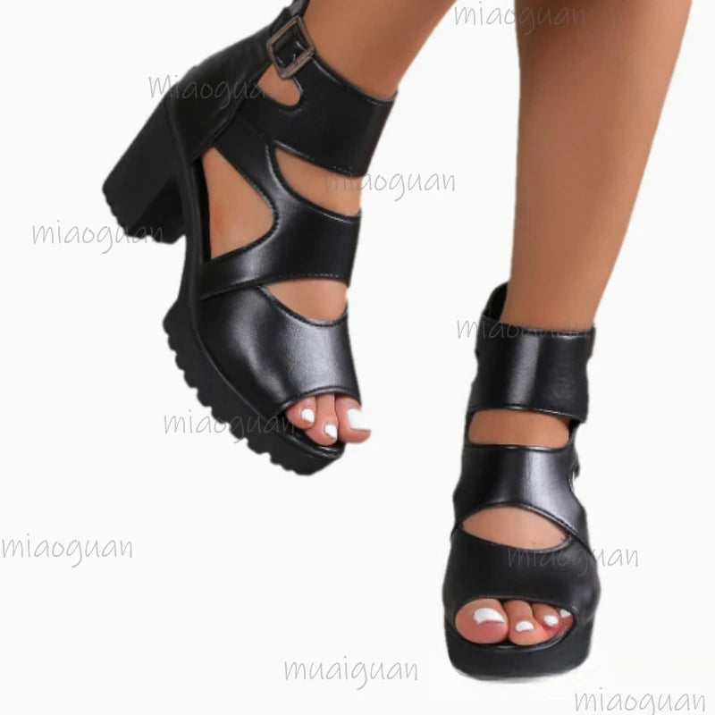 Women's Platform Gladiator Sandals – Square Heel Open Toe Platform Heeled Sandals Axl